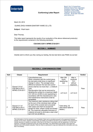 Conforming Letter Report